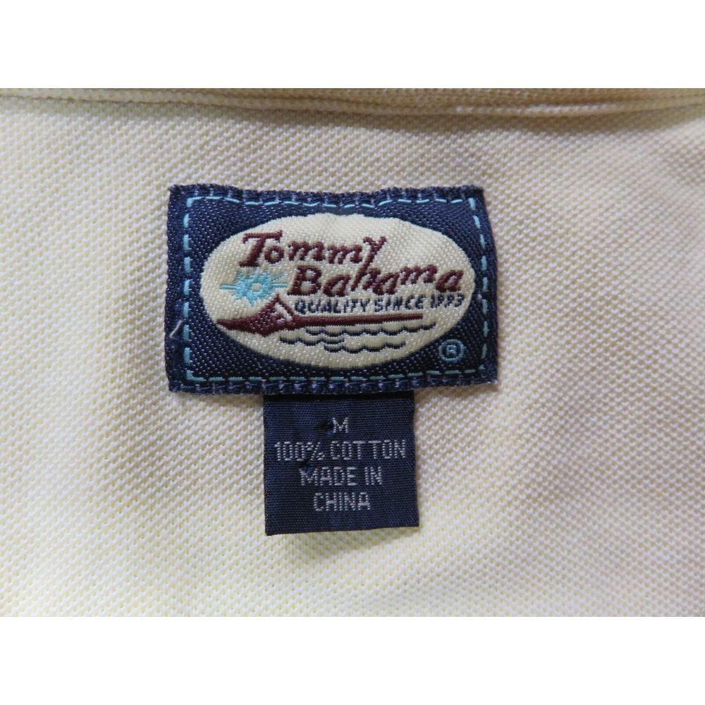 Mens Tommy Bahama Yellow Polo Floral Shirt Size M Cotton Vintage Short Sleeve - Picture 4 of 6